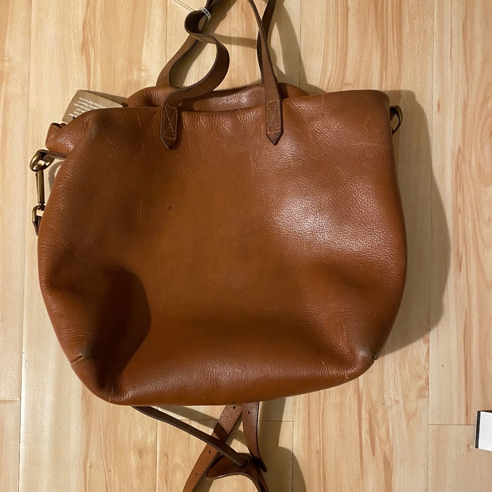 Madewell Leather Zip-Top Medium Transport Tote in English Saddle - Used